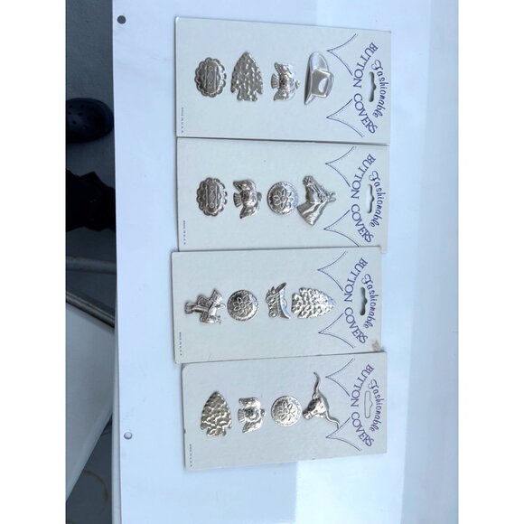 Fashionable Silver-Tone Button Covers Set Of 20 With Western & Nature-Themed Des - Picture 7 of 7